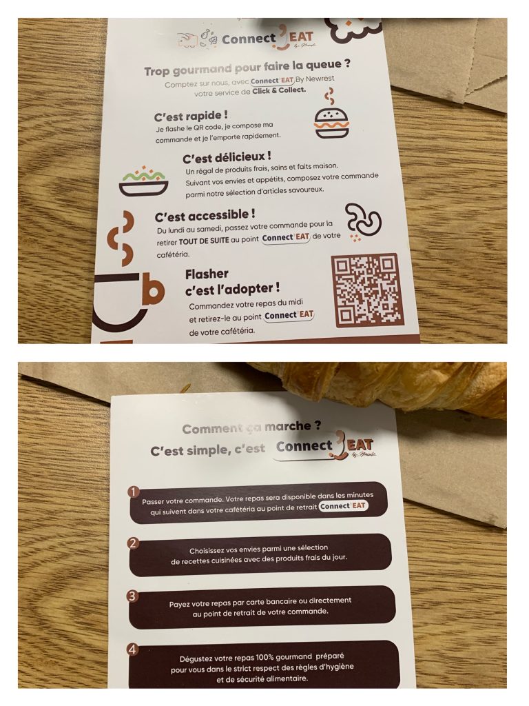 Description about the Connect'Eat application and instructions for ordering food, written in French